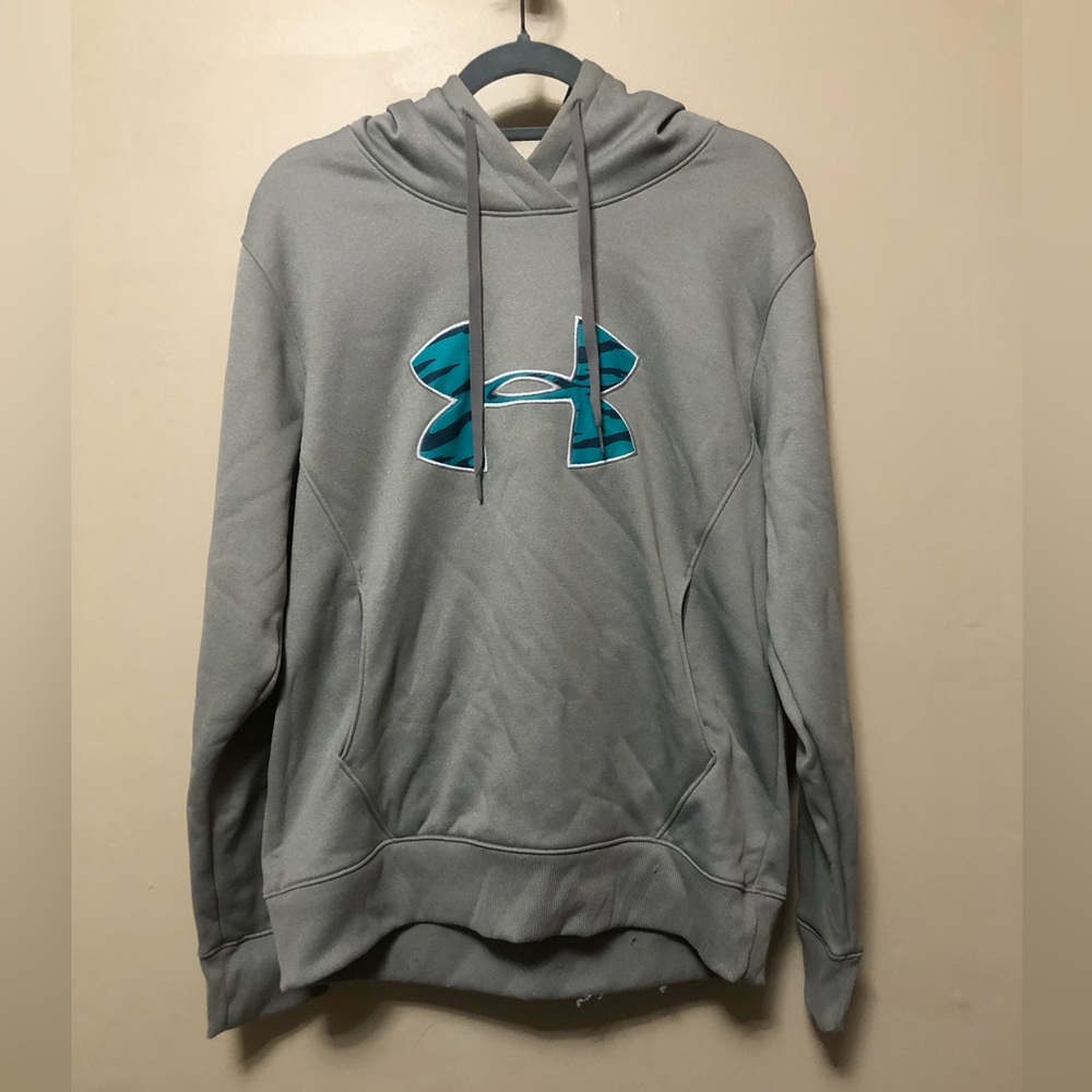 Under armour pullover hoodie GRAY AND TEAL SIZE M